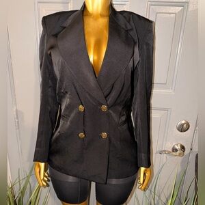 Chic Black Double-Breasted Women's Blazer